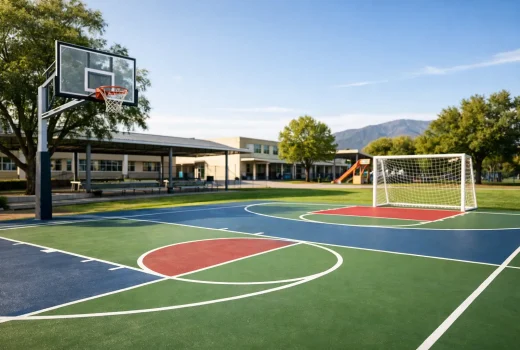 Proyecto de cancha deportiva escolar bien hecho