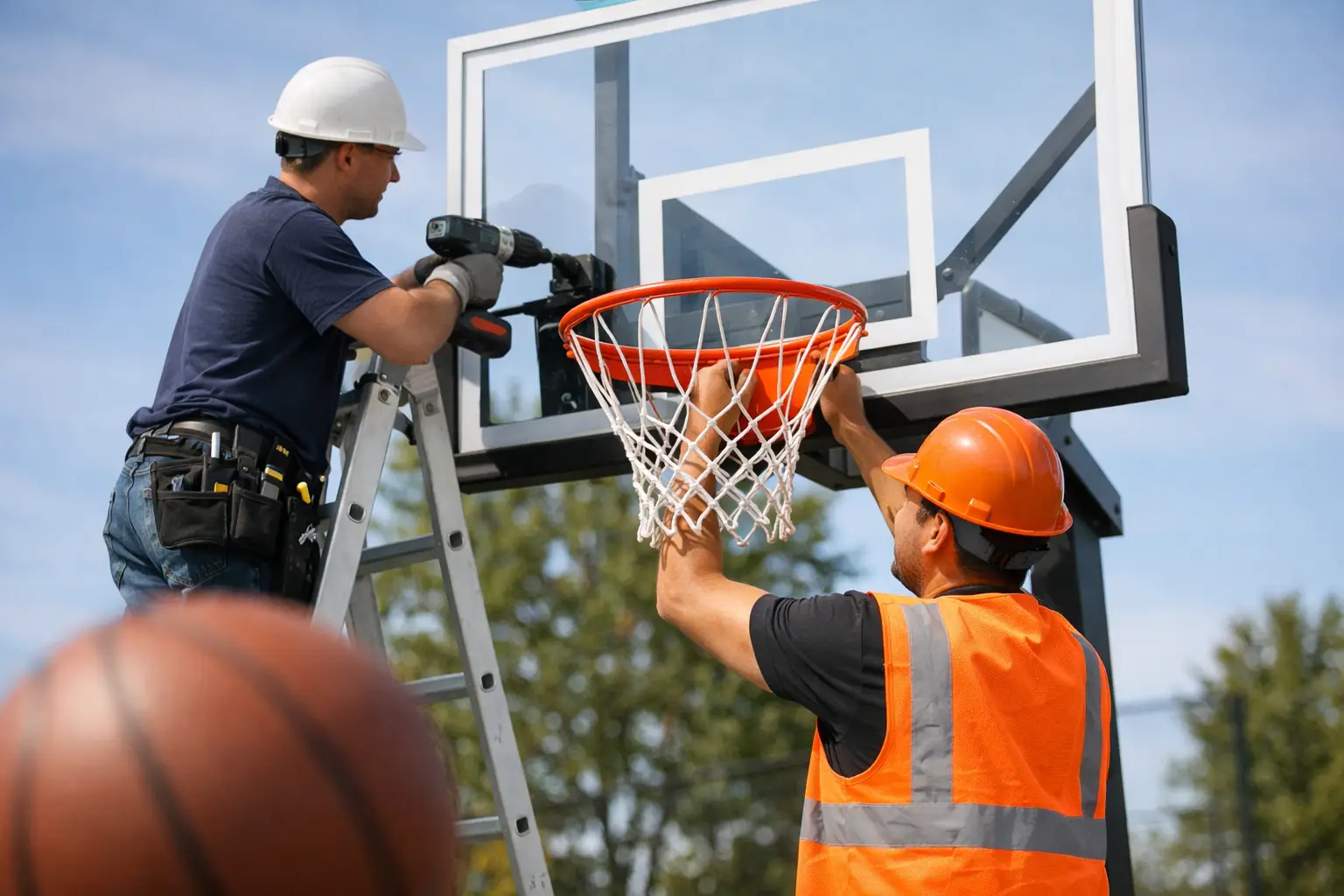 Instalación de tableros de basquetbol