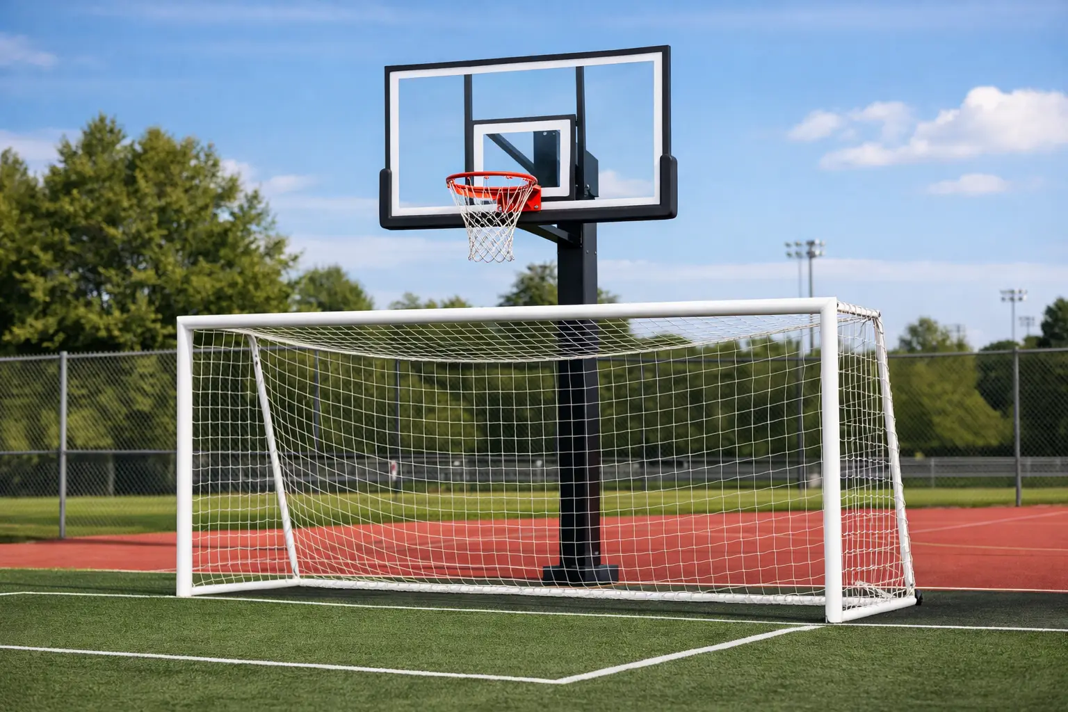 Sistema combinado basquetbol con portería profesional